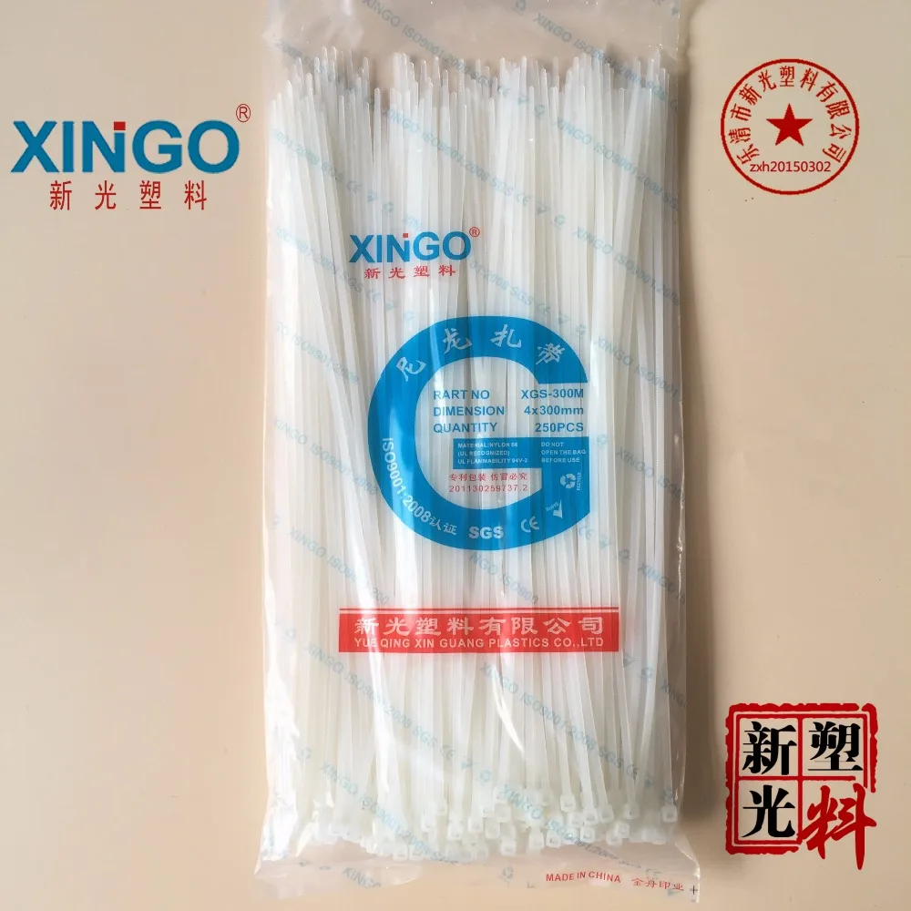 

250Pcs/pack 4*300mm High Quality width 2.8mm White Color Factory Standard Self-locking Plastic Nylon Cable Ties,Wire Zip Tie