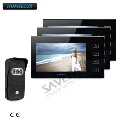 

HOMSECUR 7" Wired Hands-free Video&Audio Home Intercom with Black Camera 1C3M+Russian Logistics