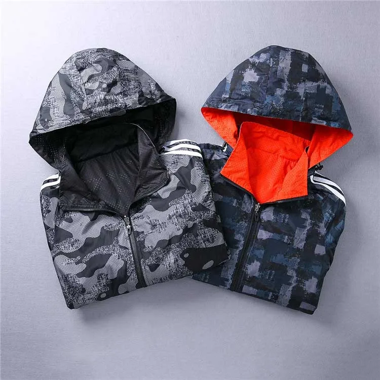 

Double-sided Wear Sports Jacket Men Windbreaker 2019 Spring Autumn Fashion Mens Hooded Casual Run Jackets Male Coat Thin Outwear
