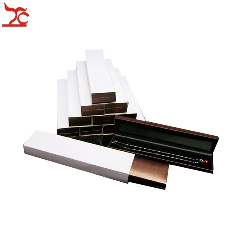 

18Pcs High Quality Necklace Jewelry Display Case Brown Bead Chain Bracelet Pendant Storage Organizer Gift Box 22.8*5*2.8 cm