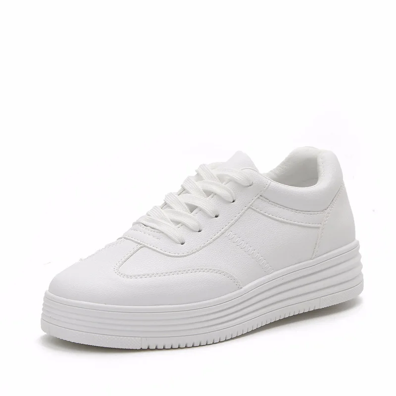 

2019 autumn new fashion women shoes casual high platform hole PU leather striped simple women casual white shoes sneakers