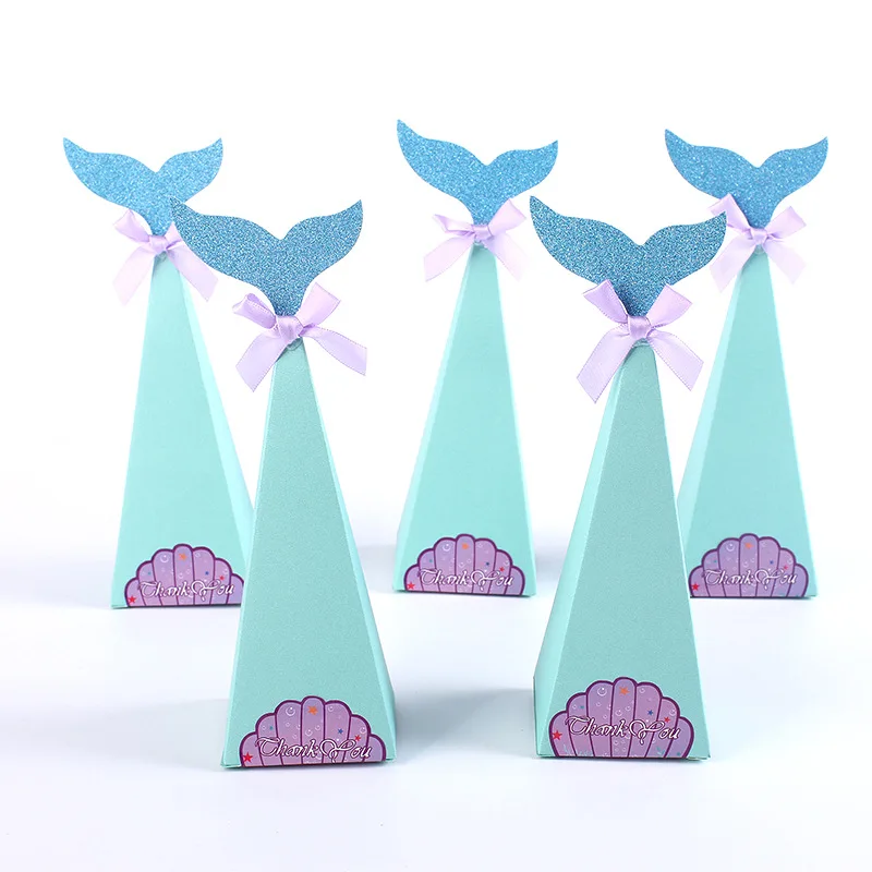 

10PCS/Pack Cute Fish Tail Bow Candy Boxes Baby Shower Wedding Birthday Party Gift Packing Boxes Favors Giveaway Paper Boxes