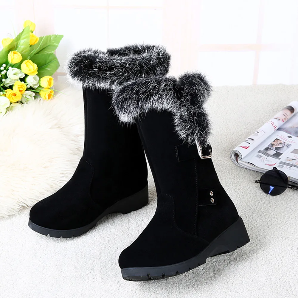 

SAGACE Women's Boots 2018 Winter women's Boots In The Tube Fur Casual Warm Ladies Snow Boots Warm Shoes Oc5