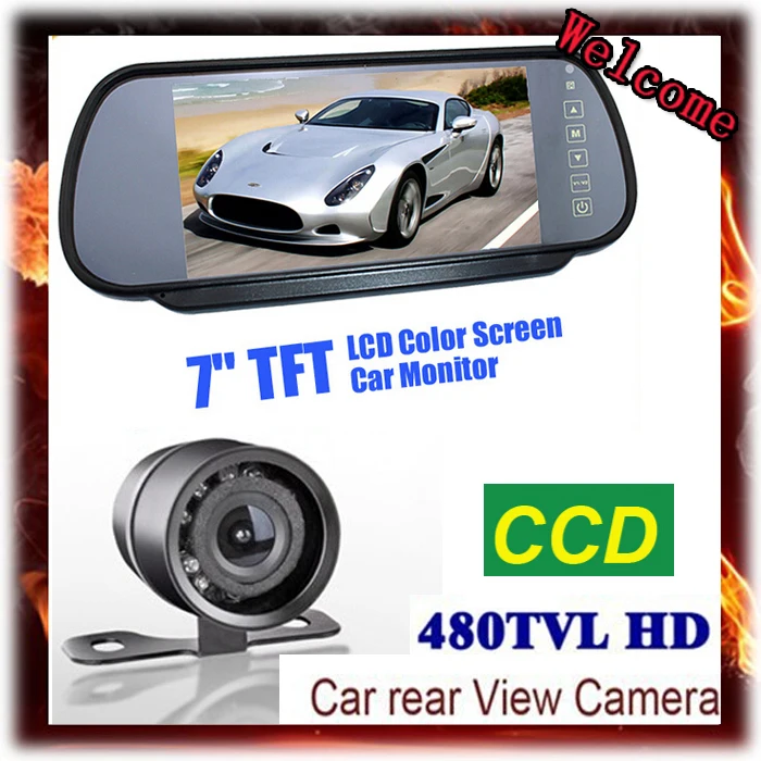 

28MM big butterfly Car Rear View Camera with Monitor 7" Tft Color Hd Screen Lcd Car Rear View Mirror Dvd Monitor Reverse Backup