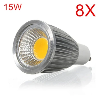 

Super Bright GU10 Bulb Light Dimmable Led Ceiling light Warm White AC85-265V 15W GU10 COB LED lamp light GU10 led Spotlight 8PCS