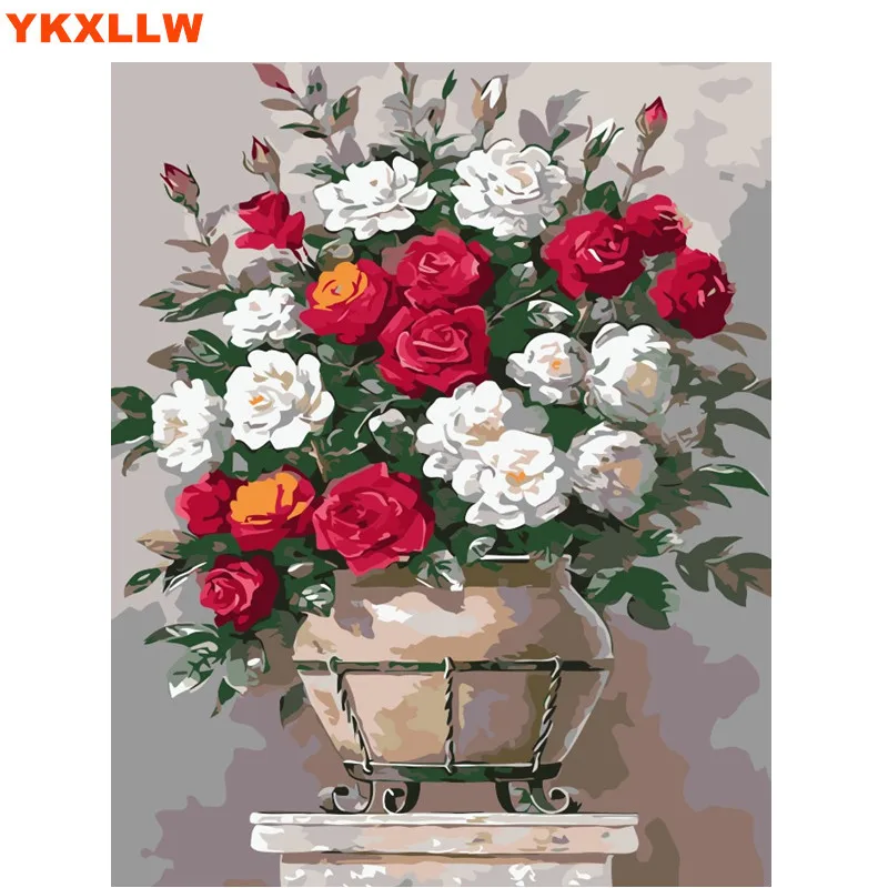 Flower image Painting by numbers Flowers Oil Painting picture Drawing