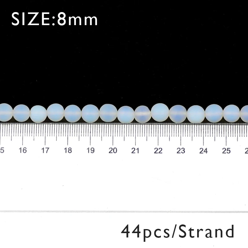 BTFBES матовые бусины из натурального опалового камня, круглый белый жемчуг, 4, 6, 8, 10, 12 мм, свободные бусины, ювелирные изделия, аксессуары для изготовления браслетов, самодельные шарики - Цвет: 8mm 44pcs