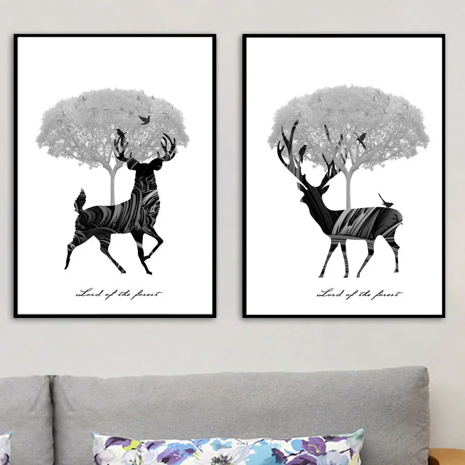 

Abstract Deer Wall Art Canvas Painting Animal Nordic Posters And Prints Scandinavian Wall Pictures For Living Room Home Decor