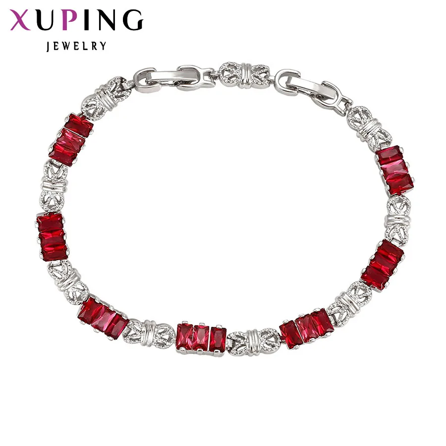 

Xuping Fashion Bracelet Hot Sale Colorful Wedding Jewelry Silver Color Synthetic CZ Fine Bracelets 73014