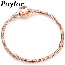 Paylor розовое золото цвет и серебро змеиная цепь браслеты Европейский DIY брендовый браслет ювелирные изделия 17 см-21 см 5 размер выбор ювелирные изделия