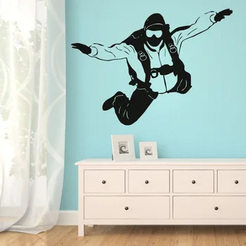 

Man Skydiving Vinyl Wall Stickers Cool Sports Art Wall Decals Mural for Kids Rooms Bedroom Home Decor 8549