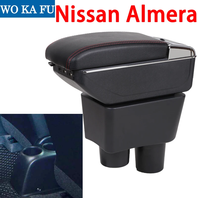 

for Nissan Almera armrest box universal car center console caja modification accessories double raised with USB