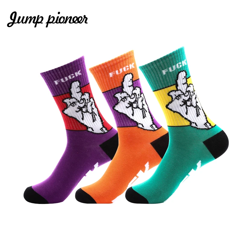 

Jump Pioneer Men Socks Cool Alphabet Patterned Harajuku Socks Cotton Fashion Skateboard Hip Hop Funny Socks Men Calcetines