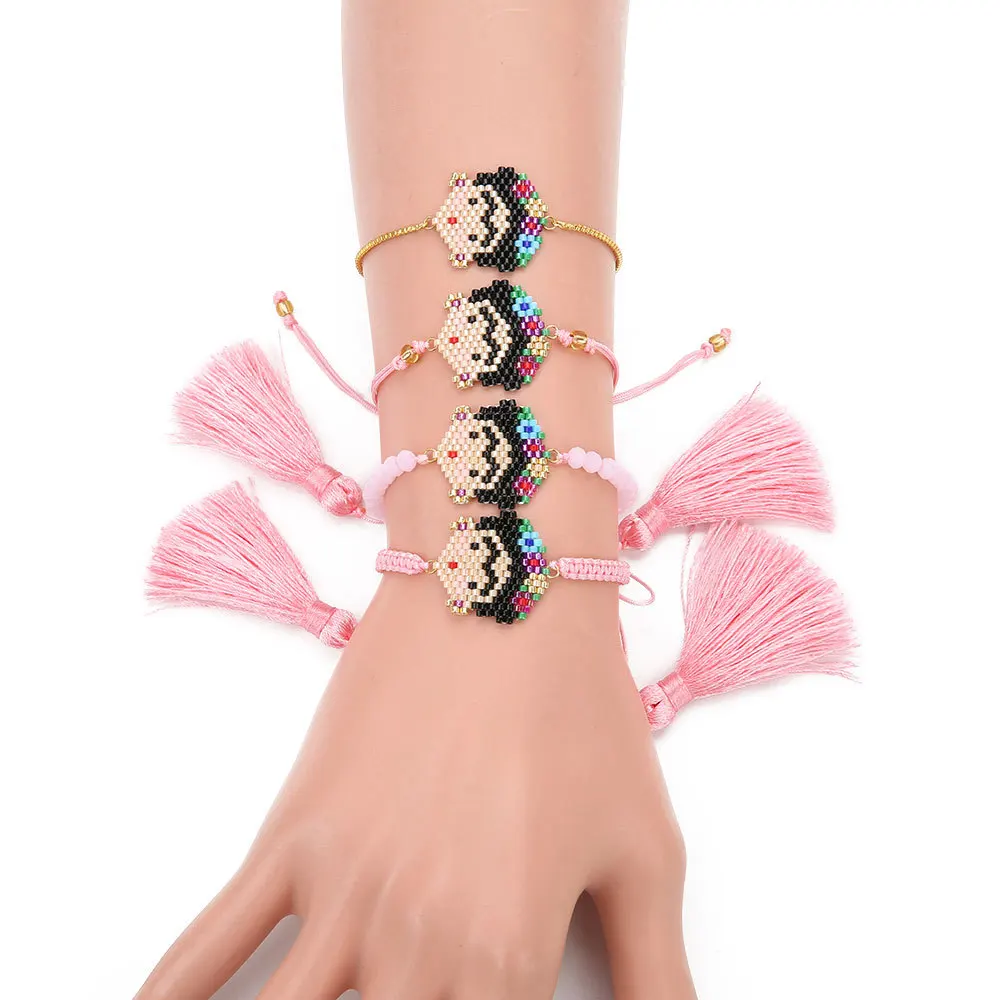 

2019 New Ladies Cartoon Bracelet Women MIYUKI Pink Gold Tassel Bracelets Hand-made Jewelry Delica Beads Woven Classic Gift