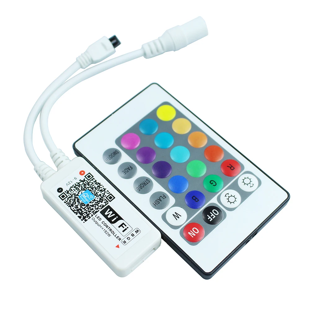 

Mini DC12V LED WIFI RGBW Controller with 24key remote IOS/Android Mobile Phone wireless for 3528 5050 RGBW LED Strip