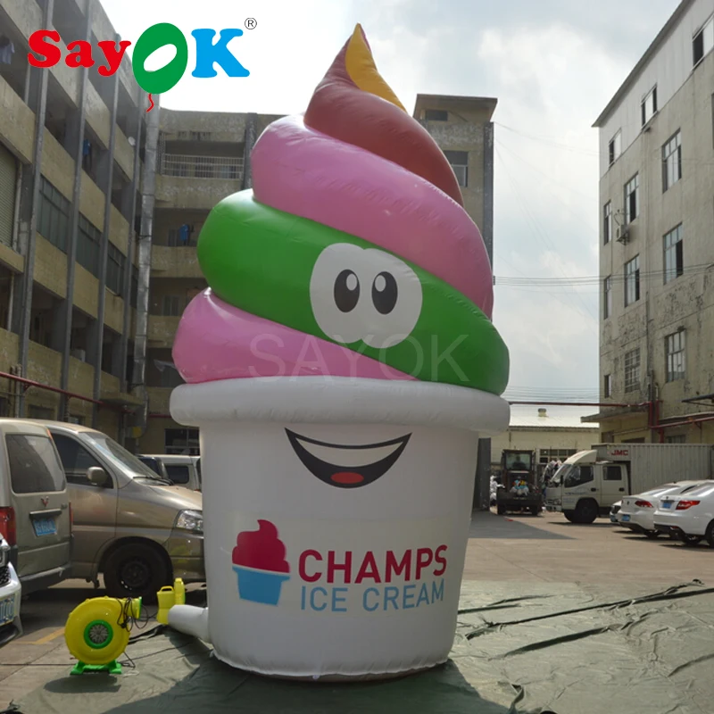5mH Outdoor PVC advertising inflatable ice cream cone with logo