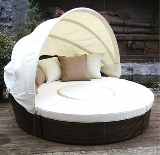 Round Rattan Sofa Bed Folding Minimalist Modern Round Rattan Sofa Bed Folding Minimalist Modern Large Circular Outdoor