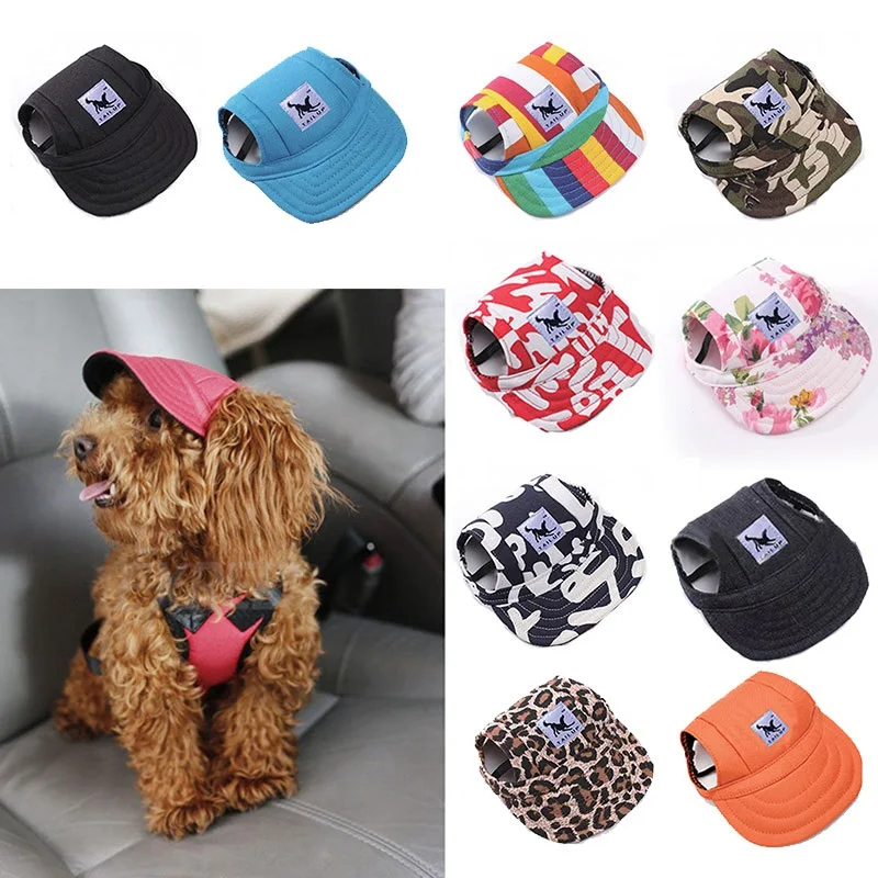 Large Size TAILUP Dog Hat With Ear Holes Summer Canvas Baseball Cap For