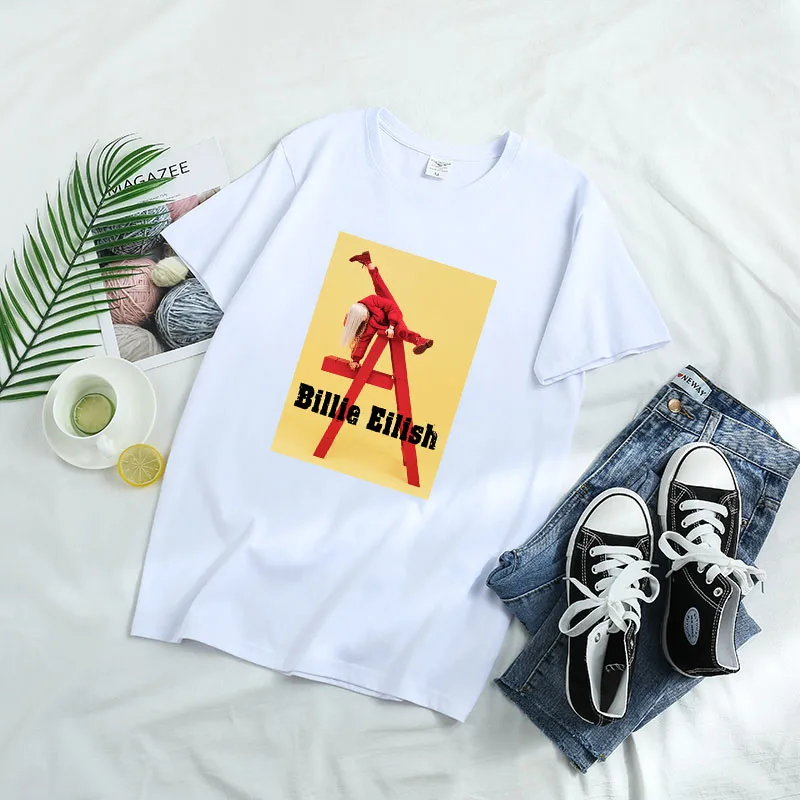 

Singer Billie Eilish Hip Hop Streetwear Short Sleeve T Shirt Men Women Unisex Tops Camisas Hombre Plus Size Tee Shirt Homme