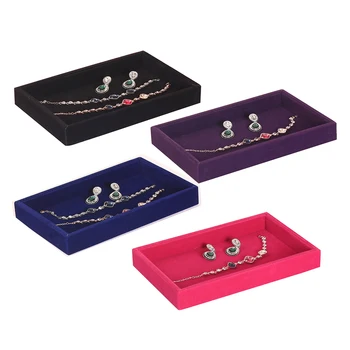 

Fashion 4 Colors Earrings Ring Jewelry Box Simple Tray Box Necklace Display Rack Organizer Storage Holder Gift Box For Jewelry