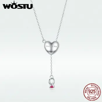 

WOSTU 100% Real 925 Sterling Silver Necklace Romantic Unique Love Heart Necklace For Women Party Jewelry Gift BNN073
