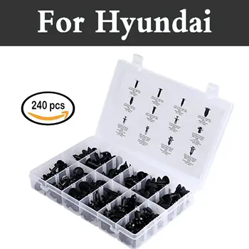 

Auto Clips Assortment[240pcs] - Rivets 12 Sizes & Applications Black Forhyundai Santa Fe Solaris Sonata Terracan Tiburon Tucson