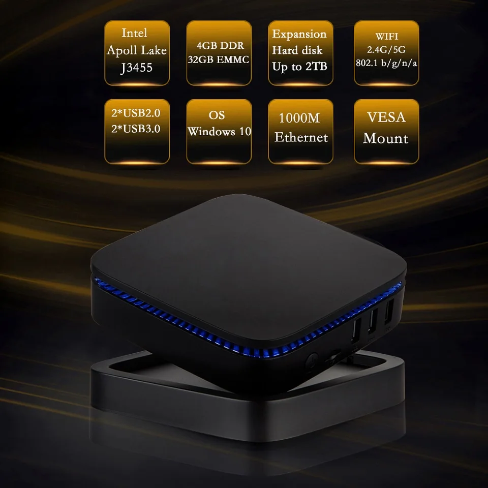 AK1 Mini PC Windows10 Mini Computer Intel Celeron Apollo Lake J3455 8G RAM 128GB SSD HTPC Office HDMI WiFi4K USB3.0 Mini Desktop-1