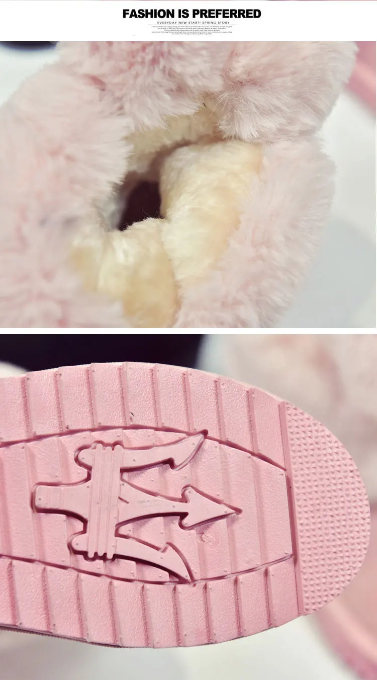 2018 Snow Boots Female Rabbit Ears In The Tube Warm Non-Slip Winter Oem Cotton Shoes Women Boots M8D78 (37)