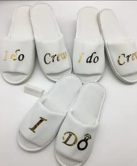 gold wedding slippers