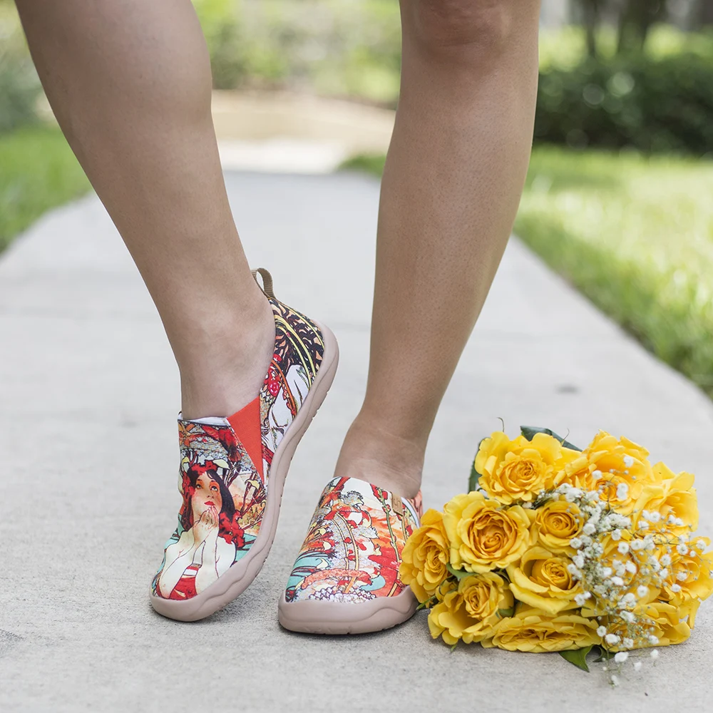 UIN Monacan/Дизайнерские женские лоферы с ручной росписью; парусиновая обувь без застежки для путешествий; женская повседневная обувь на плоской подошве; модная Уличная обувь