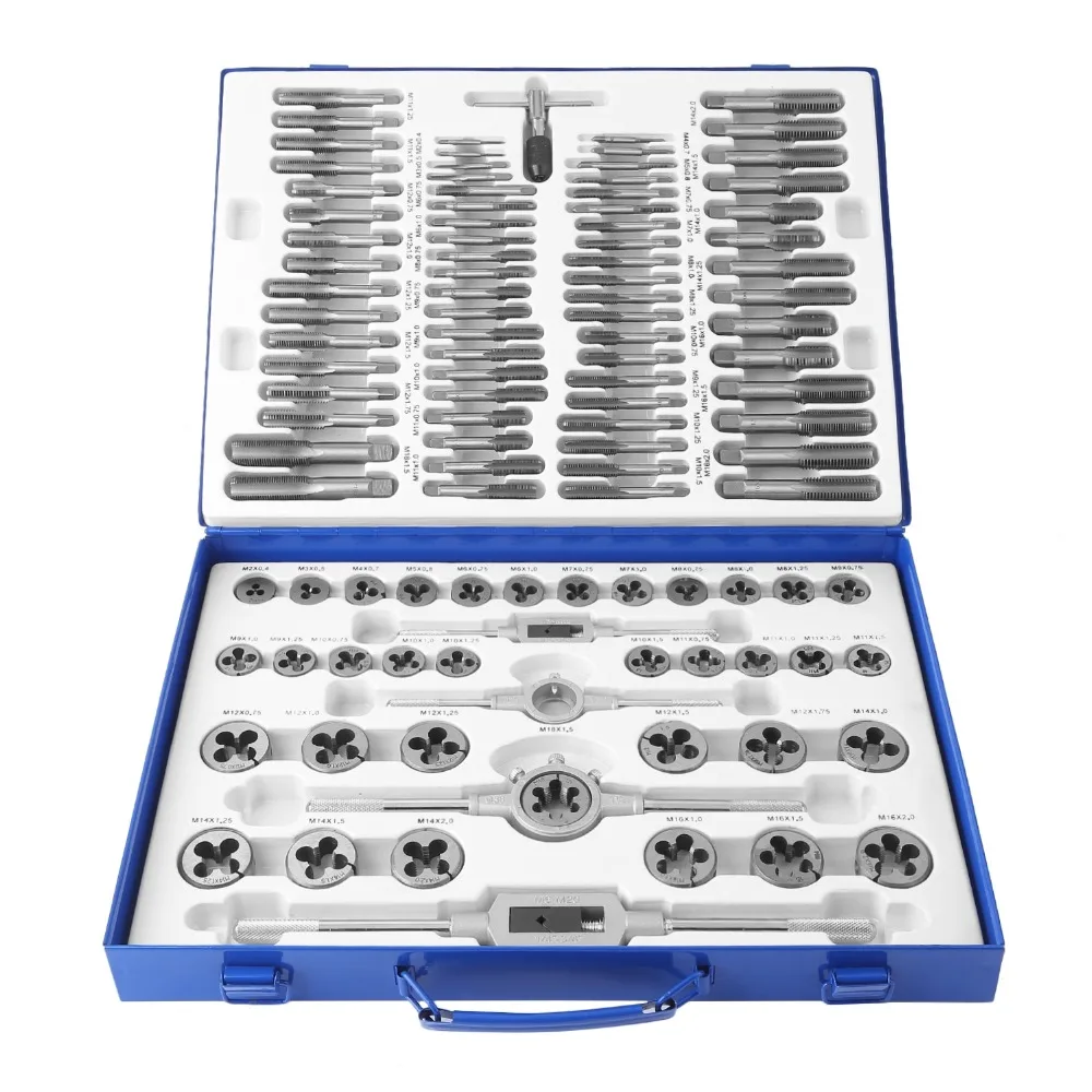 

Screw Thread Drill Kit Professional Alloy Steel Taps Thread Cutter 110 PCS Durable Metric Tap Die Set Hand Tools