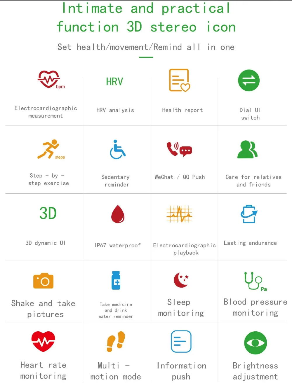 Pressão Arterial Relógio Inteligente Pulseira para IOS Android telefone