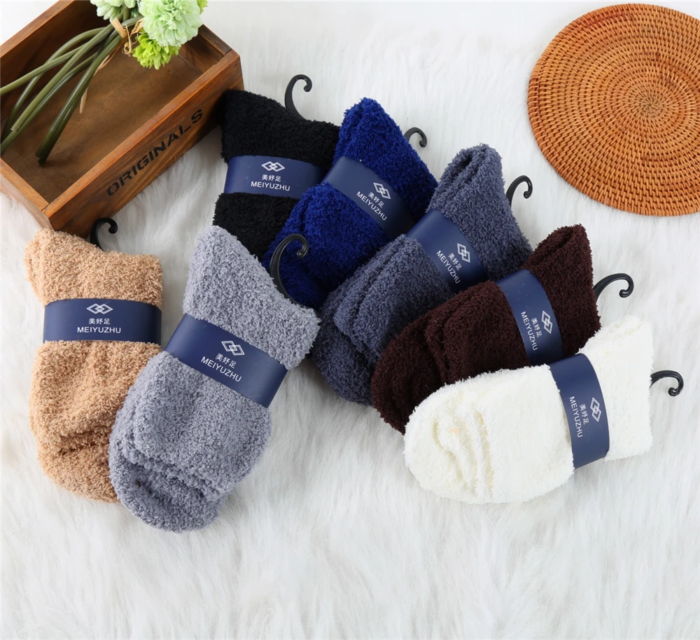 1 Pair Cozy Cashmere Socks For Men Winter Warm Sleep Bed Floor Sock