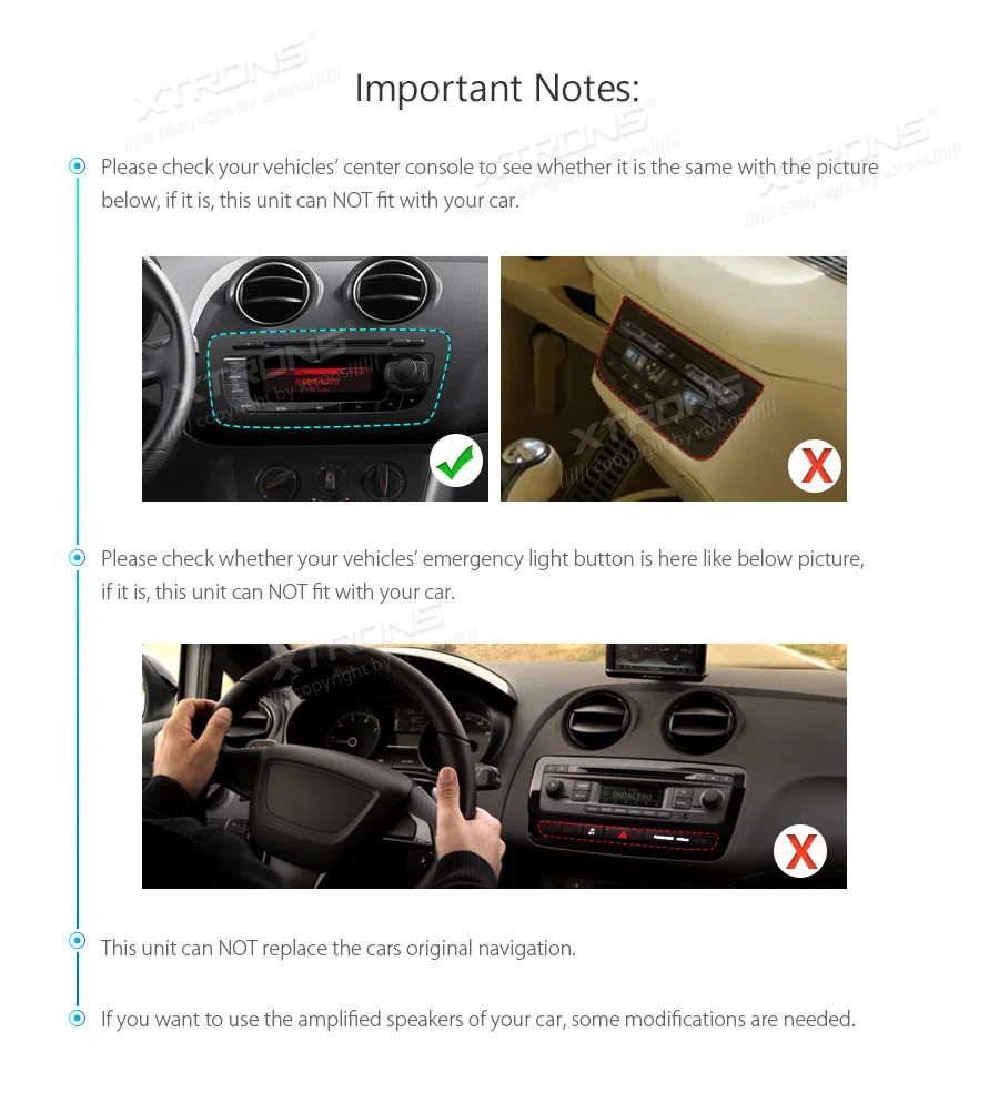 Perfect XTRONS 7" Android 8.1 Quad Core 16GB ROM car Multimedia System DVD Player GPS Navigation for Seat Ibiza MK4/6J 2009-2013 RCA 3