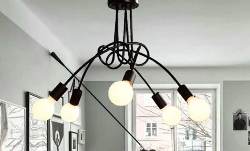 Современный подвесной светильник с черной росписью в стиле АР-деко, железный Ретро окрашенный светильник E27 светодиодный светильник 220 В для спальни, кухни, ресторана, гостиной
