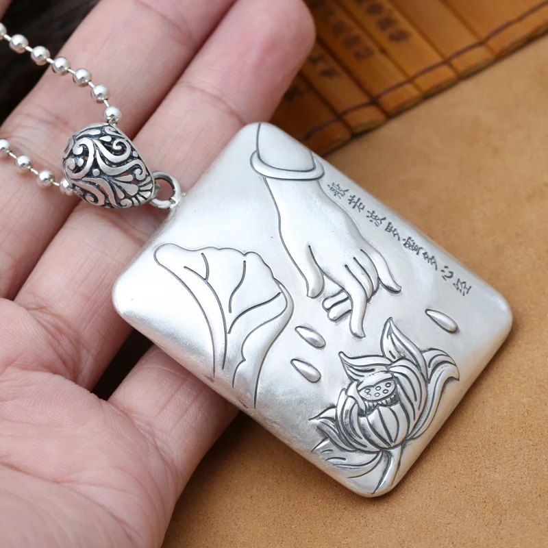 

Nepal Handmade Padmasambhava Buddha Pendant vintage silver Tibetan Tangka Pendant Buddhist Padmasambhava Amulet