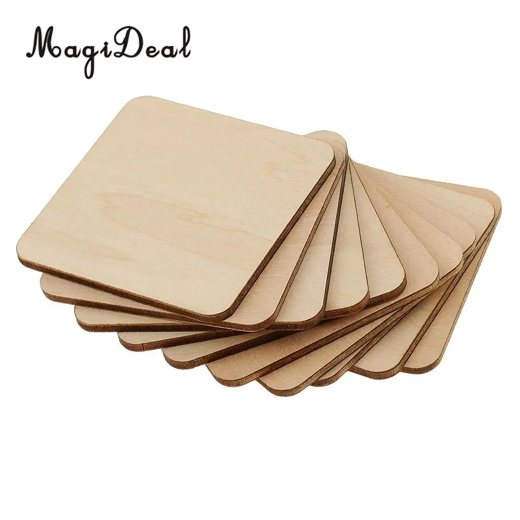 MagiDeal 10 Pieces Square MDF Unfinished Wood Pieces Blank Plaque Scrapbooking DIY Pyrography Craft Projects 60x60mm 