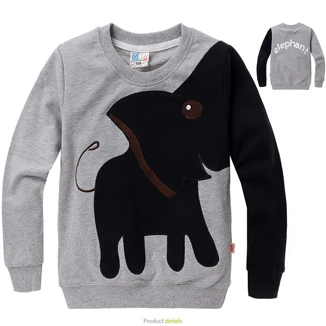 Для мальчиков и девочек, осень-зима: детская футболка с длинными рукавами с рисунком слона, хлопковый свитер, детская одежда, четыре цвета