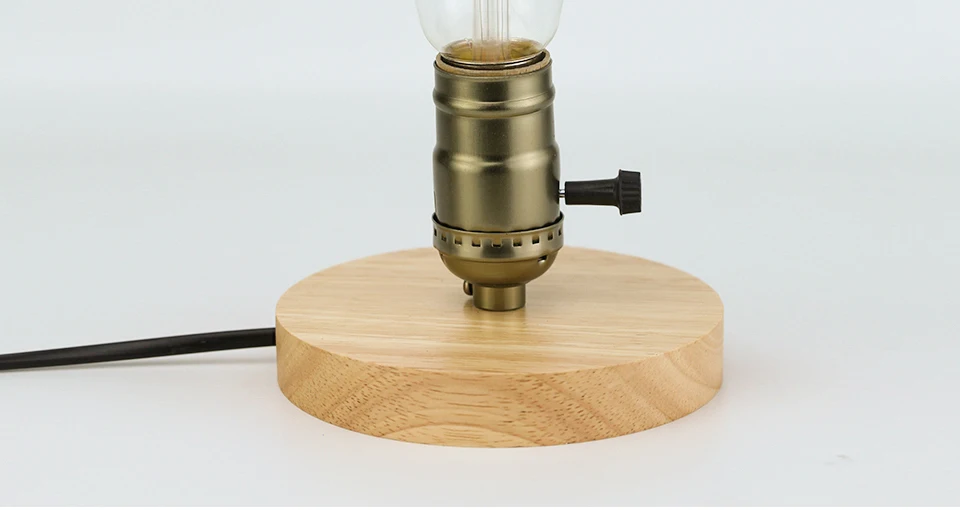 Lâmpada de Mesa Suporte da Lâmpada Luz da Noite Edison Lâmpada Incandescente Cabeceira Café Retro Vintage Diamante Madeira Maciça ue - Eua Plug Ynl E27 23 Cheap Luminárias de mesa