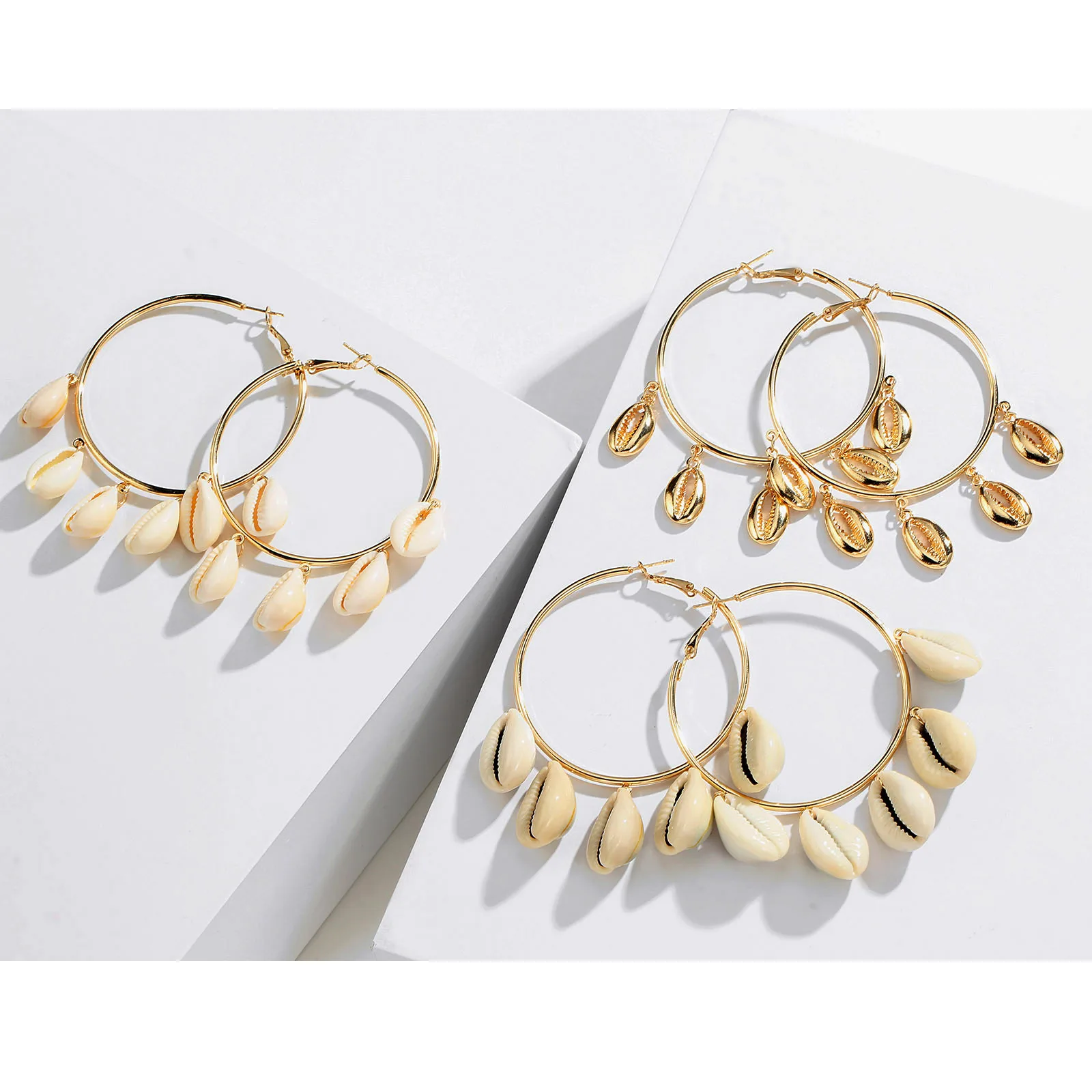 

2019 New Fashion Shell Earring for Women Bohemian Style Cowary SeaShell Shell Big Circle Drop Earrings Shell Dangle Earrings