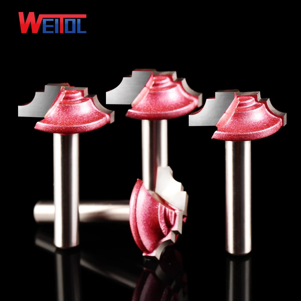 Weitol 3 Pcs 6mm Shank Red Coating Woodworking Router Bits End Milling
