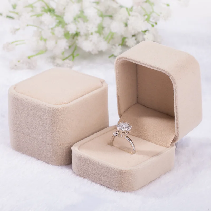 Маленькая розовая красная квадратная бархатная коробка для свадебного кольца для сережек коробка витрина для украшений подарочные