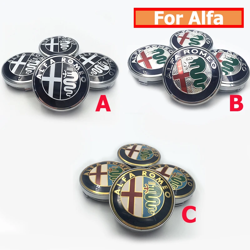 Car Styling 4 x 60mm Wheel Emblem Badge Logo Stickers For ALFA ROMEO Rim Cover Dust-proof Covers (fit ) |