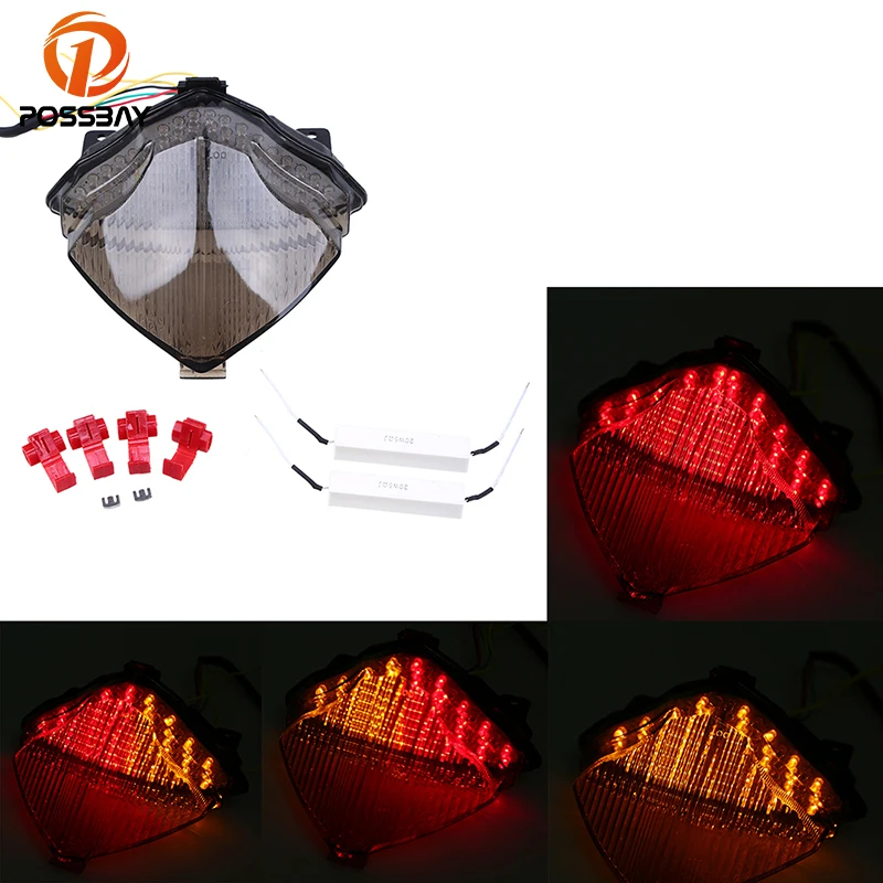 

POSSBAY Motorcycle Taillight Retro Rear Brake Stop Light Turn Signal Indicator Lamp Flasher for Yamaha YZF R1 2004 2005 2006