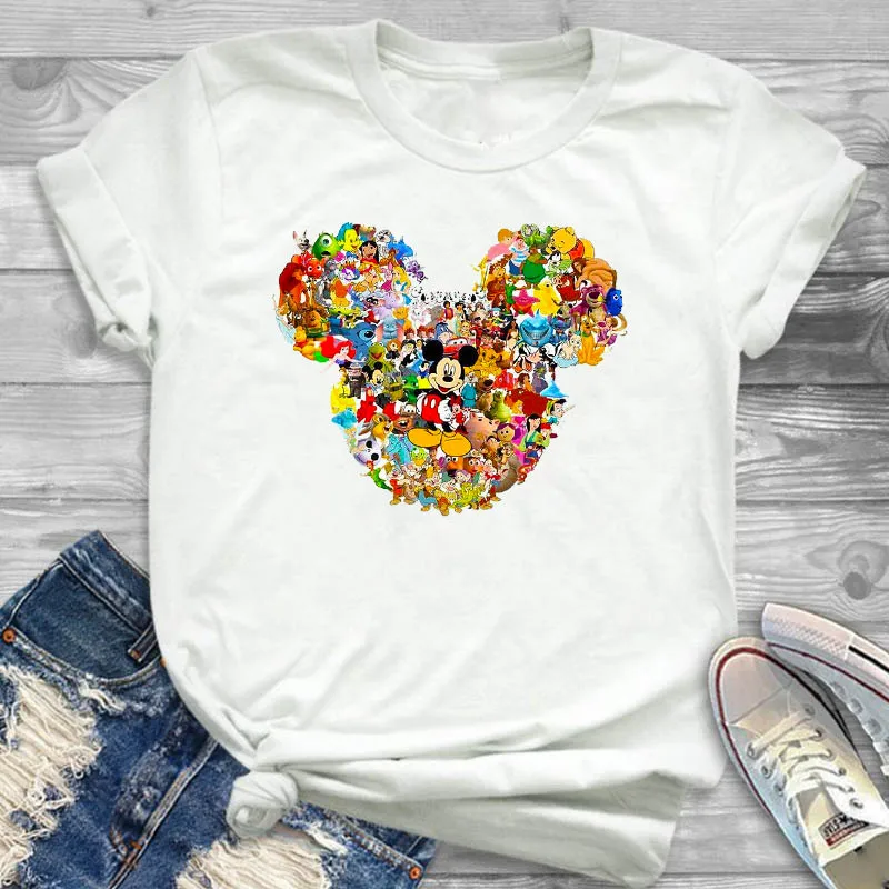 

Women Shirt Fashion Ear Fashion Cartoon Printed Ladies Womens Short Sleeve Casual Female T T-shirt Graphic Printed Top Tshirt