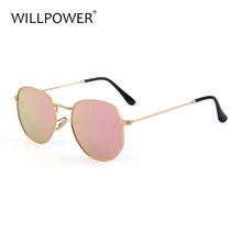 WILLPOWER Ретро Металлические солнцезащитные очки круглые Модные женские солнцезащитные очки зеркальные линзы с покрытием женские брендовые дизайнерские