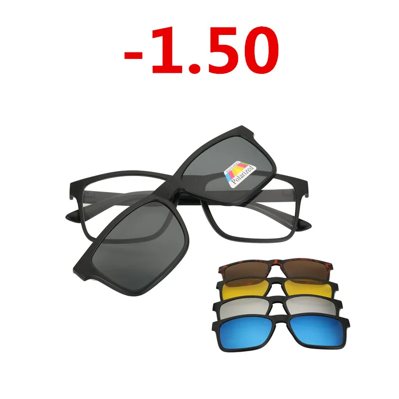 Tanie Spolaryzowane okulary wykończone krótkowzroczność okulary okulary optyczne rama mężczyźni pasek magnes 5 klip okulary okulary dla osób z krótkowzrocznością ramki