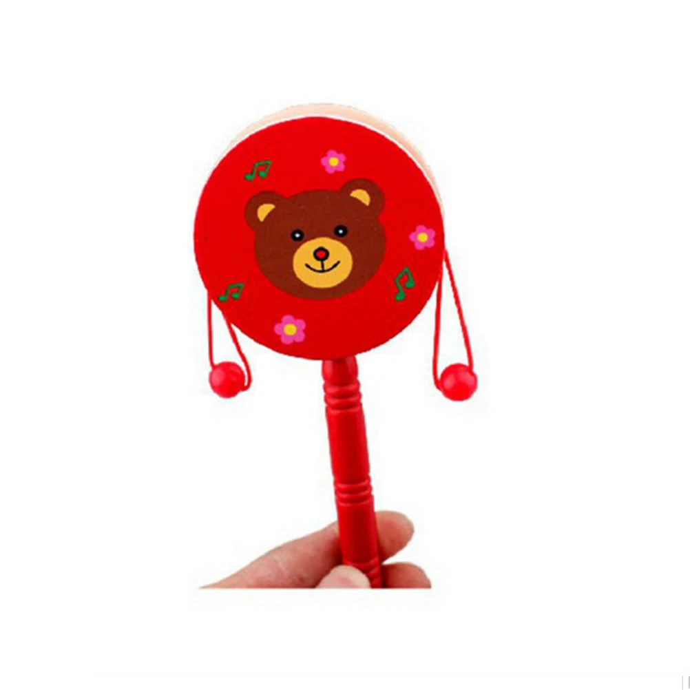 

Wooden Rattle Pellet Drum Cartoon Musical Instrument Toy for Child Kids Gift