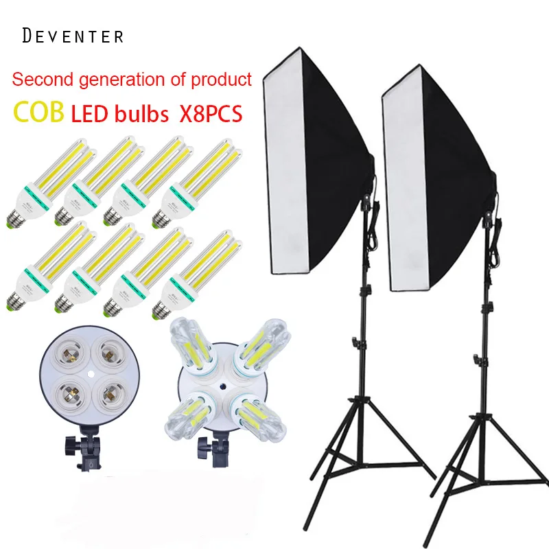

Photo Studio 8 COB LED Softbox set Photographic Lighting Kit Camera & video Photo Accessories 2 softbox 2 light stand
