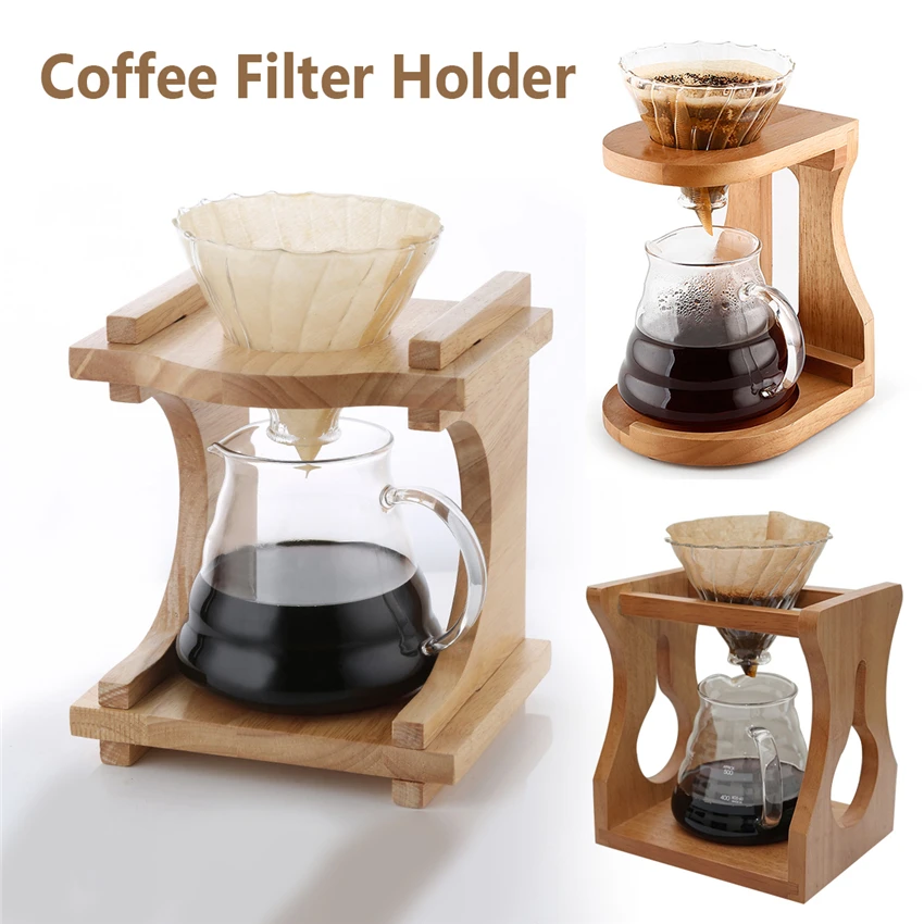 

Coffee Filter Cup Holder Drip Filter Paper Filter Set Coffee Wooden Stable Rack Espresso Coffee Filters Barista Accessories